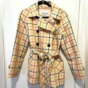 XMAS SALE: Coach Plaid Short Trench Coat